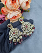 Intricate Floral Motif Chandbali Earrings with Mini Jhumka Drops