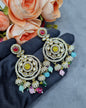 Intricate Floral Motif Chandbali Earrings with Mini Jhumka Drops