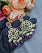 Intricate Floral Motif Chandbali Earrings with Mini Jhumka Drops
