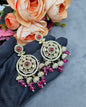 Intricate Floral Motif Chandbali Earrings with Mini Jhumka Drops