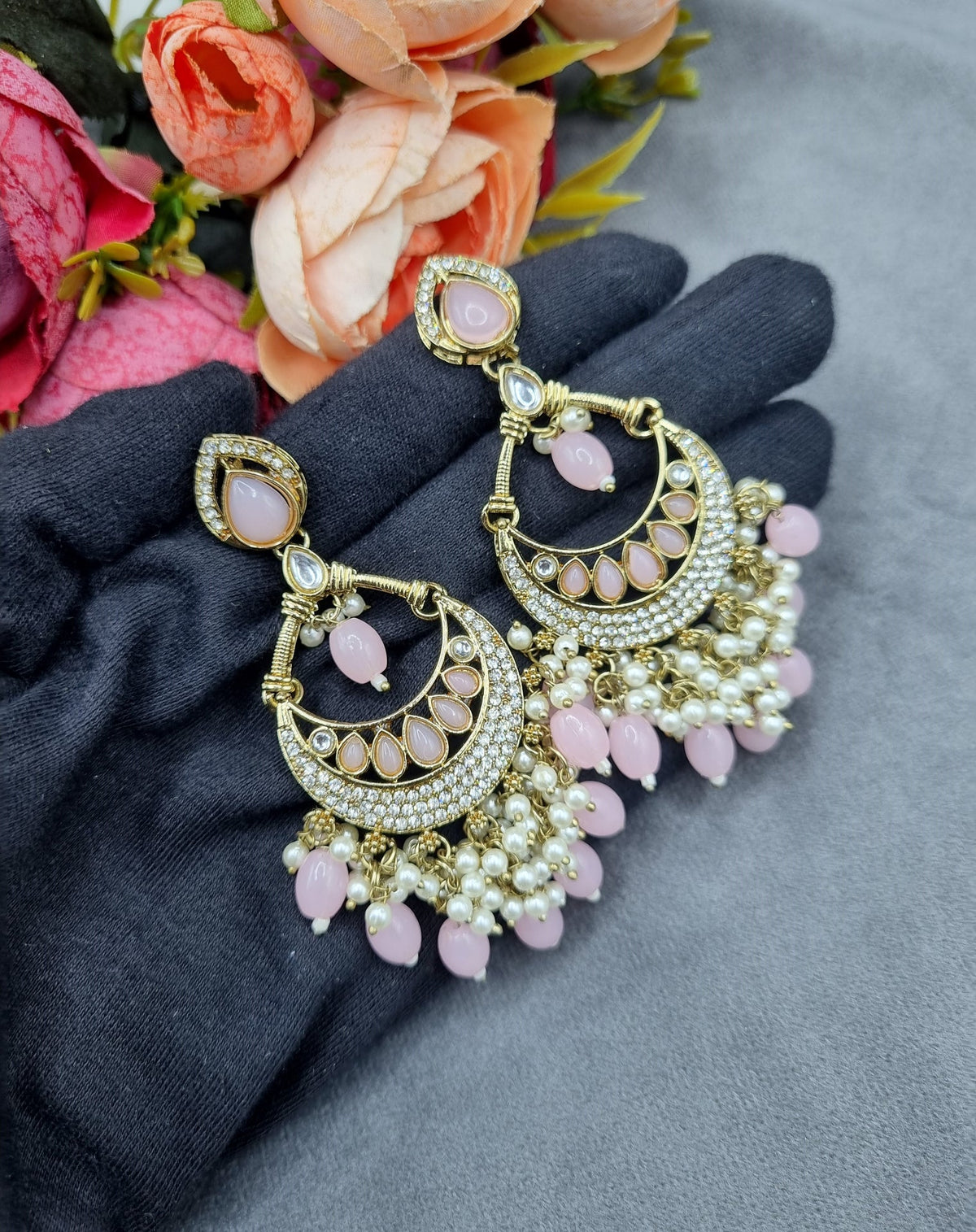 Elegantly Detailed Earrings with Pearl Cluster Fringe