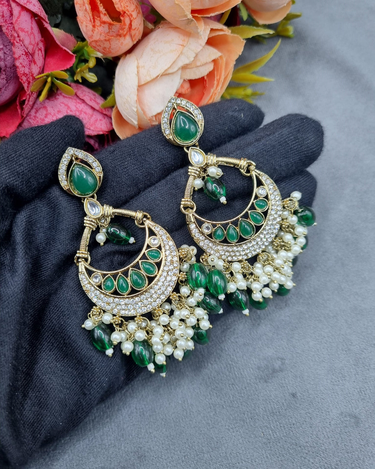 Elegantly Detailed Earrings with Pearl Cluster Fringe