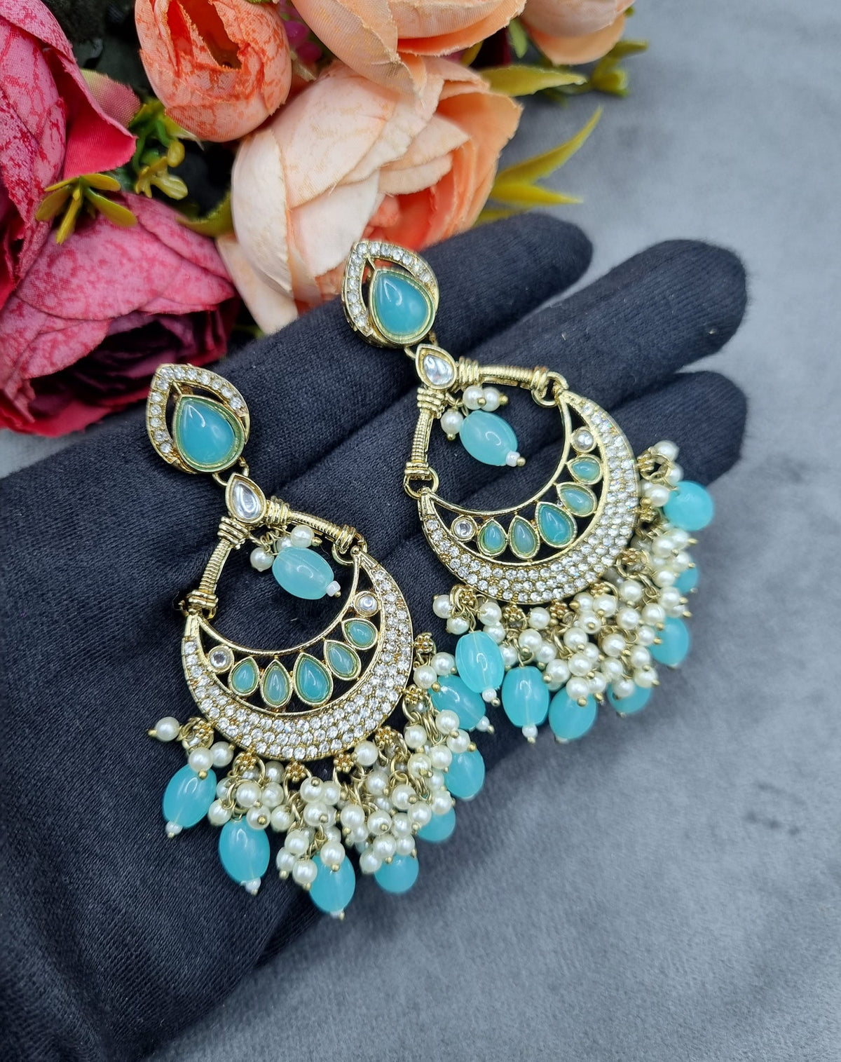 Elegantly Detailed Earrings with Pearl Cluster Fringe