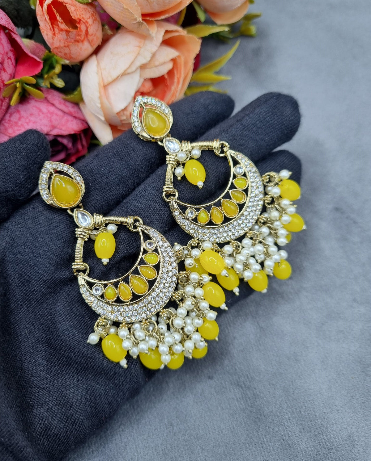 Elegantly Detailed Earrings with Pearl Cluster Fringe