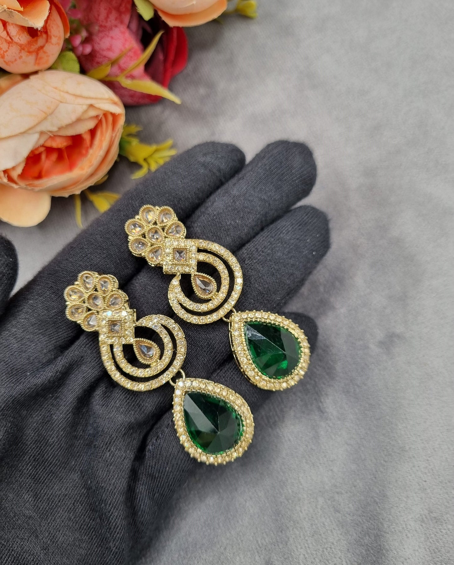 Teardrop Crystal Art Deco Statement Earrings