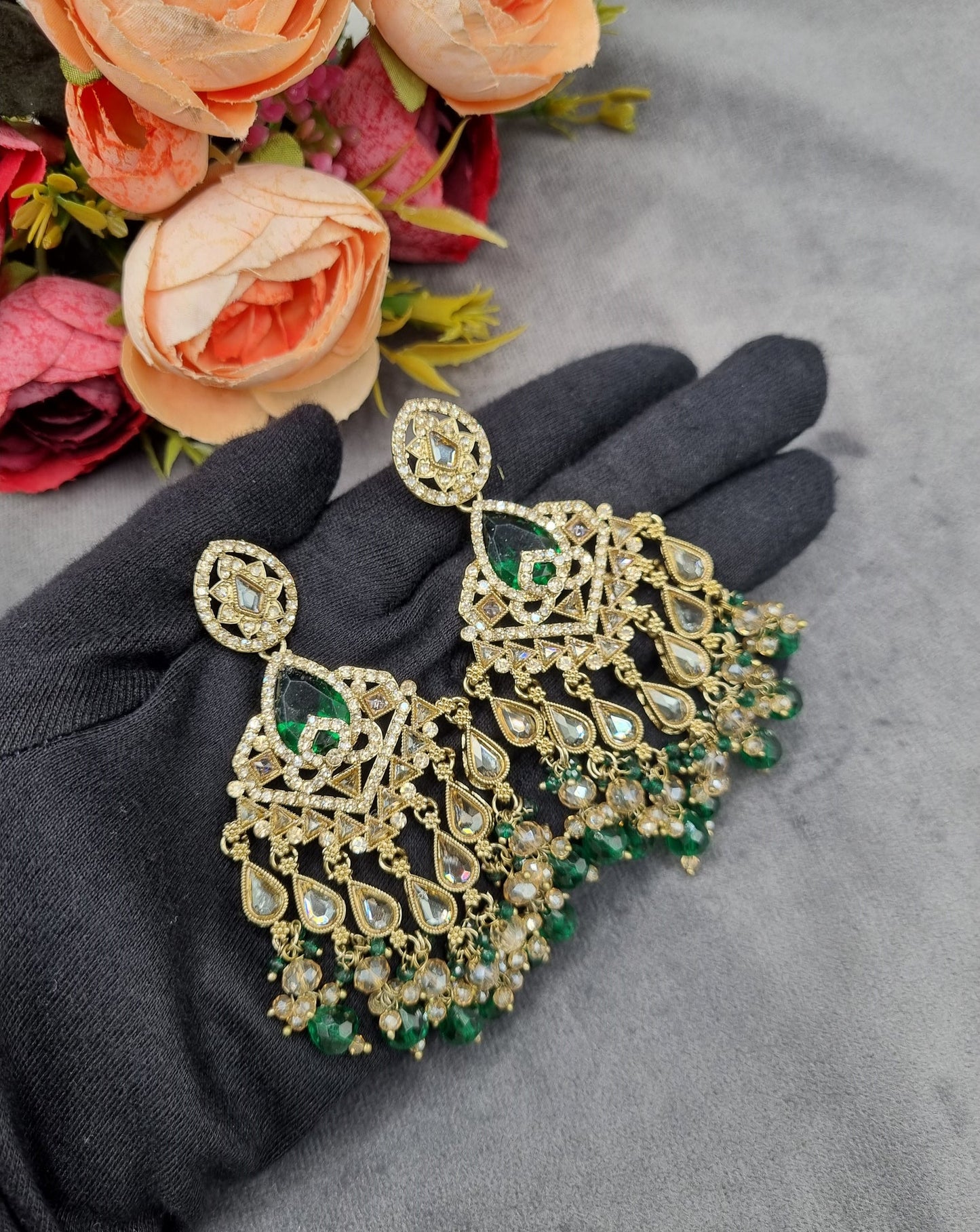 Pearl Cluster Chandelier Statement Earrings