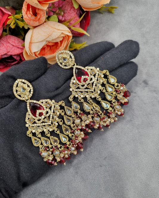 Pearl Cluster Chandelier Statement Earrings