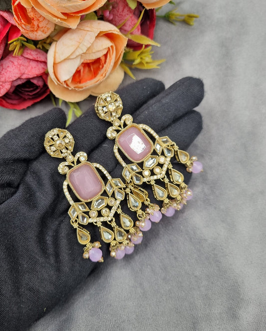 Geometric Stone Chandelier Drop Earrings