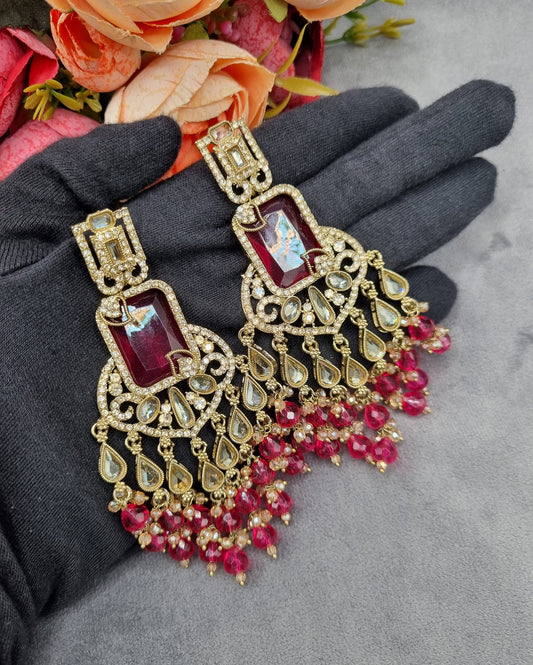 Pearl Fringe Statement Chandelier Earrings