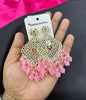 Square Emerald Green Crystal  Kundan Drop Earrings Gold Plated Jali Work Dangles
