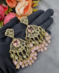 Antique Gold Statement Chandbali Earrings with Crystal Beads