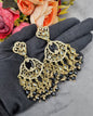 Antique Gold Statement Chandbali Earrings with Crystal Beads