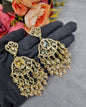 Antique Gold Statement Chandbali Earrings with Crystal Beads