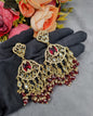 Antique Gold Statement Chandbali Earrings with Crystal Beads