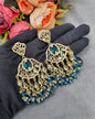 Antique Gold Statement Chandbali Earrings with Crystal Beads