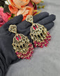 Antique Gold Statement Chandbali Earrings with Crystal Beads