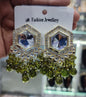 Traditional Hexagon Kundan Earrings Gold Plated Earrings for Woman Dangles