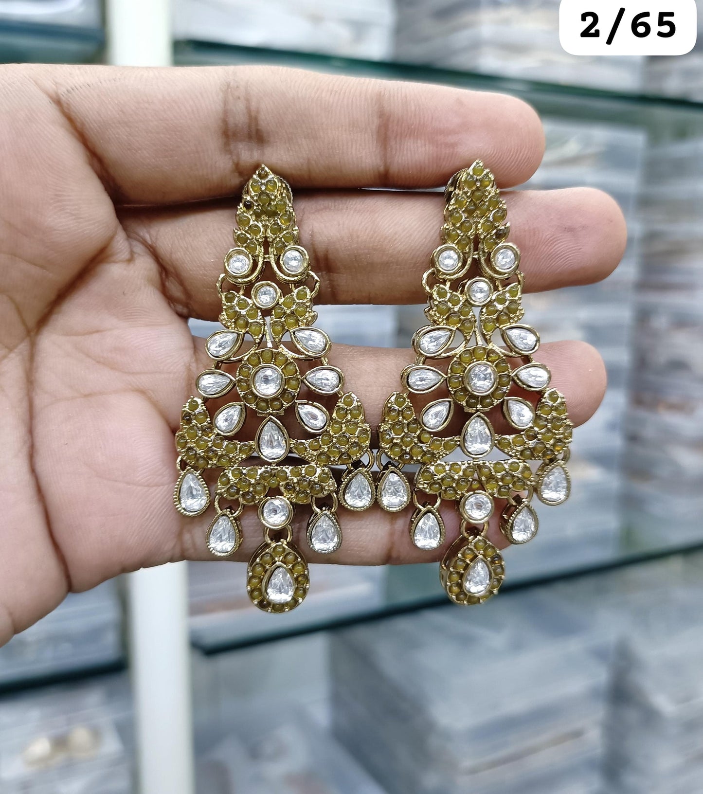 Royal Chandelier Earrings Antique Gold Ethnic Statement Jewelry