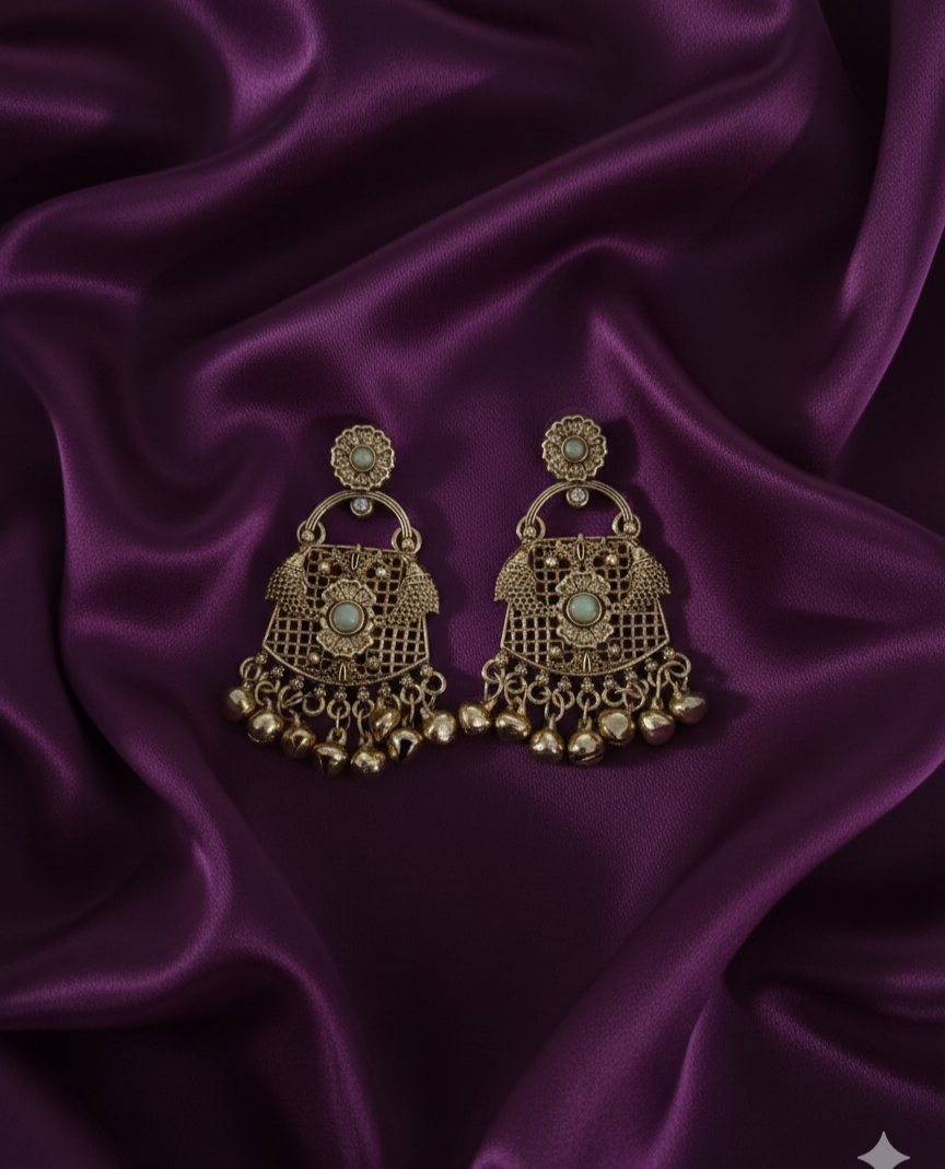 Antique Gold Dangle Drop Ghungroos Earrings For Woman & Girls