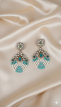 Emerald Green Multi-Strand Pearl Beaded Dangles Earrings