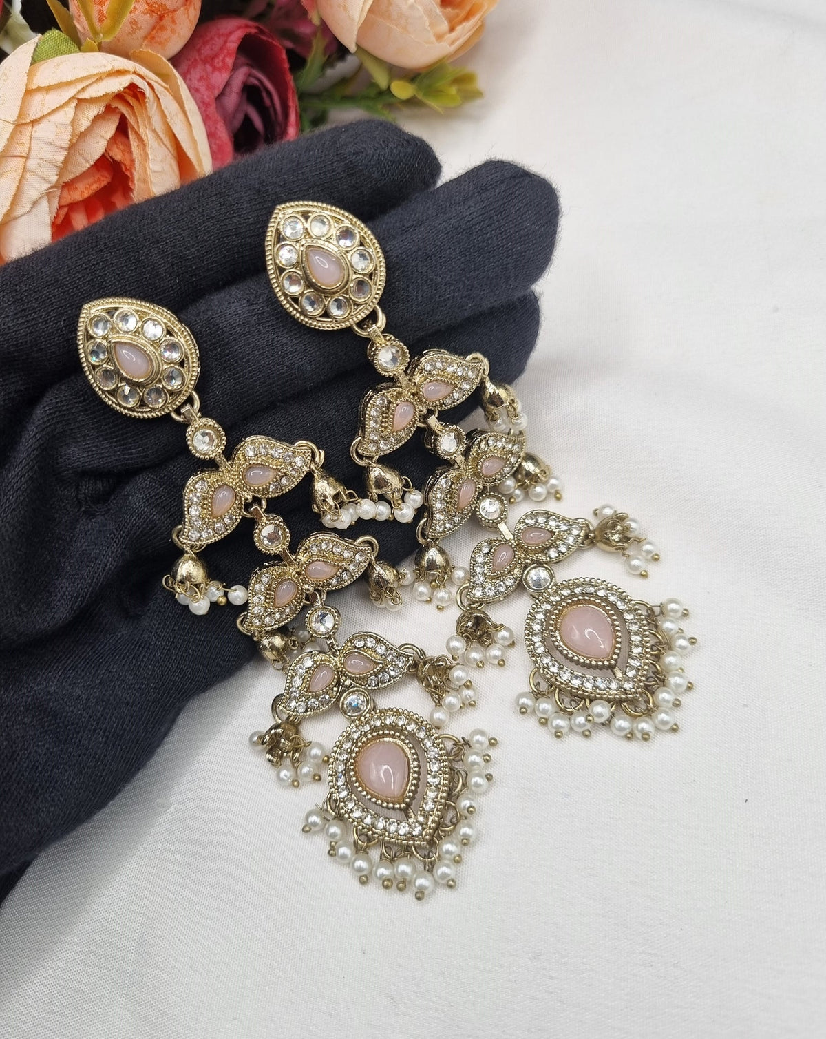 MULTI TIER JHUMKA CHANDELIER EARRINGS