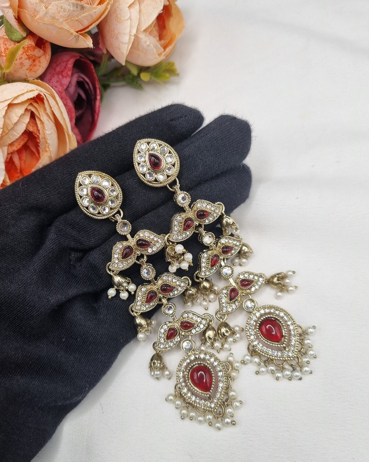 MULTI TIER JHUMKA CHANDELIER EARRINGS
