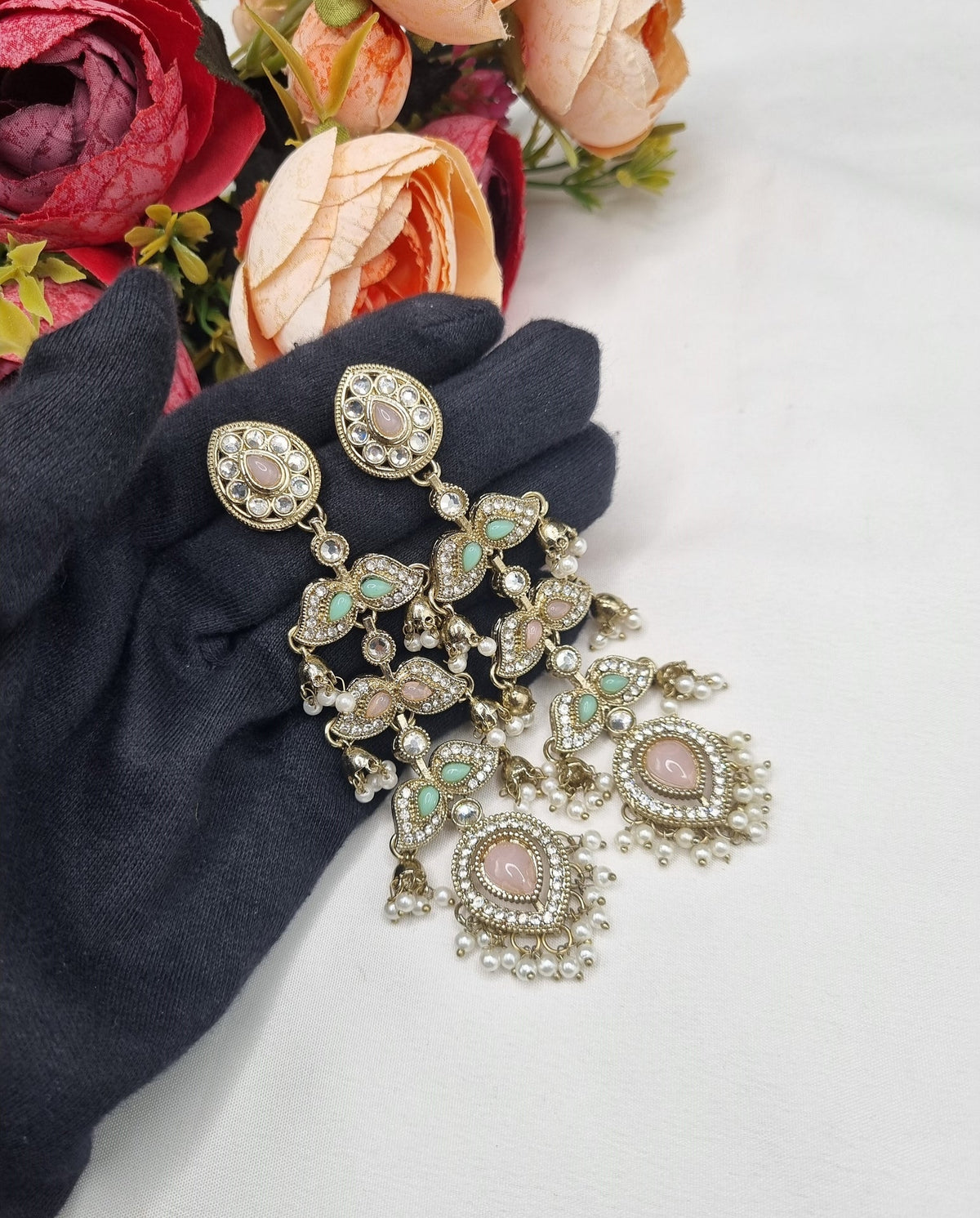MULTI TIER JHUMKA CHANDELIER EARRINGS