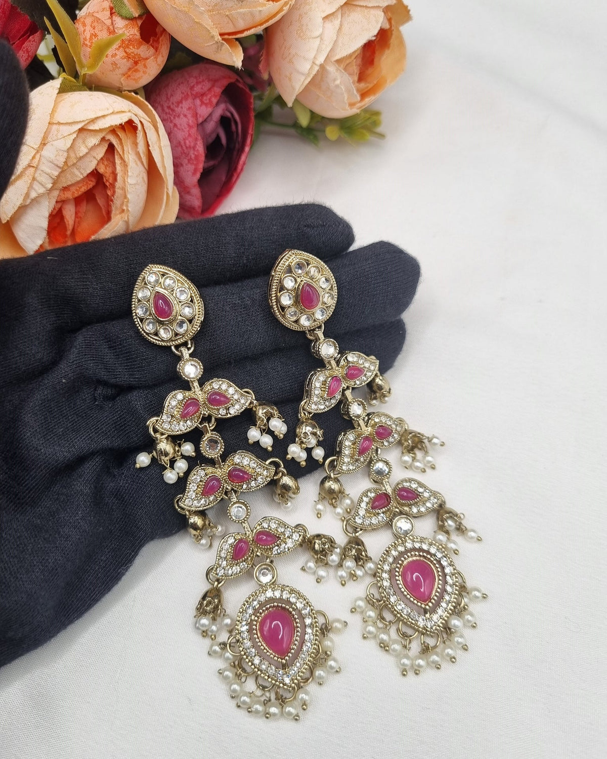MULTI TIER JHUMKA CHANDELIER EARRINGS