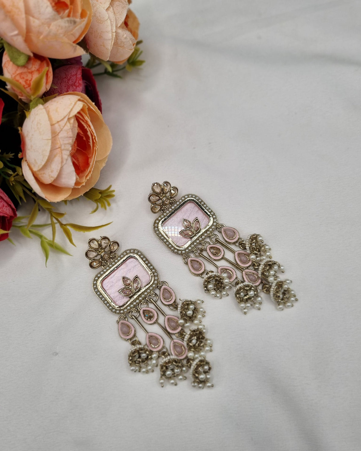 TRADITIONAL RECTANGULAR STATEMENT JHUMKA EARRINGS