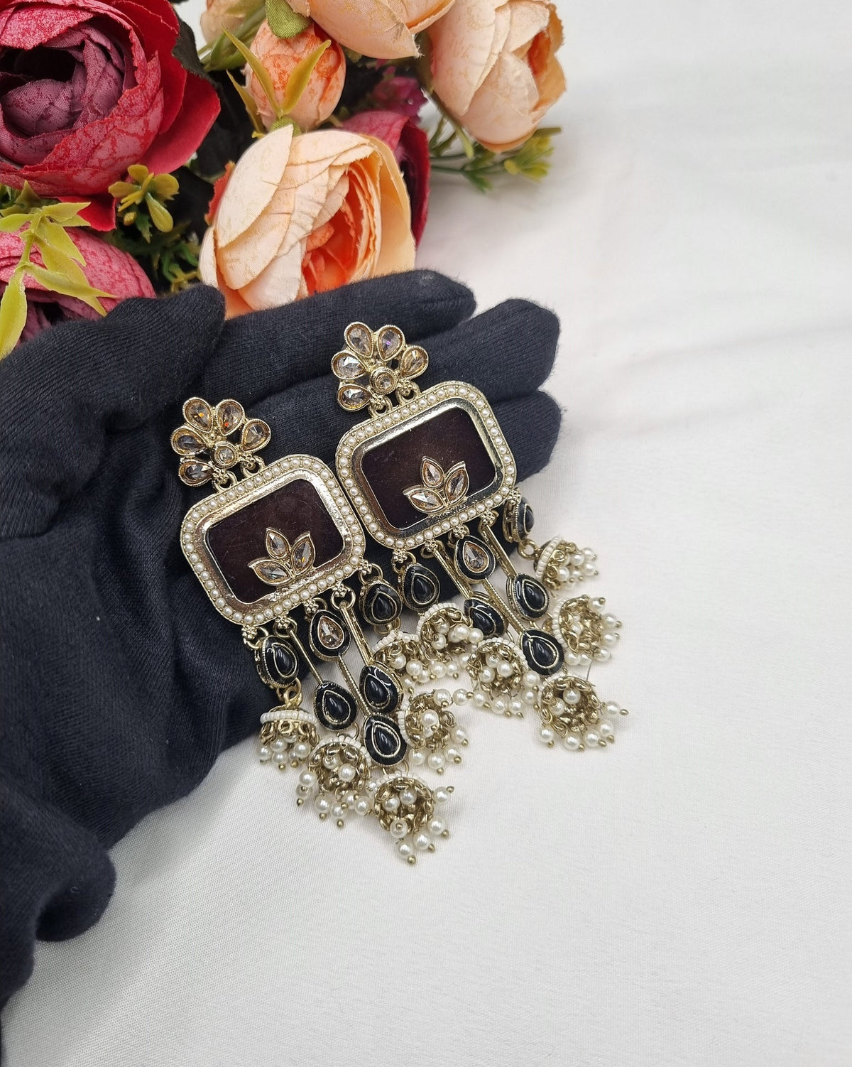 TRADITIONAL RECTANGULAR STATEMENT JHUMKA EARRINGS