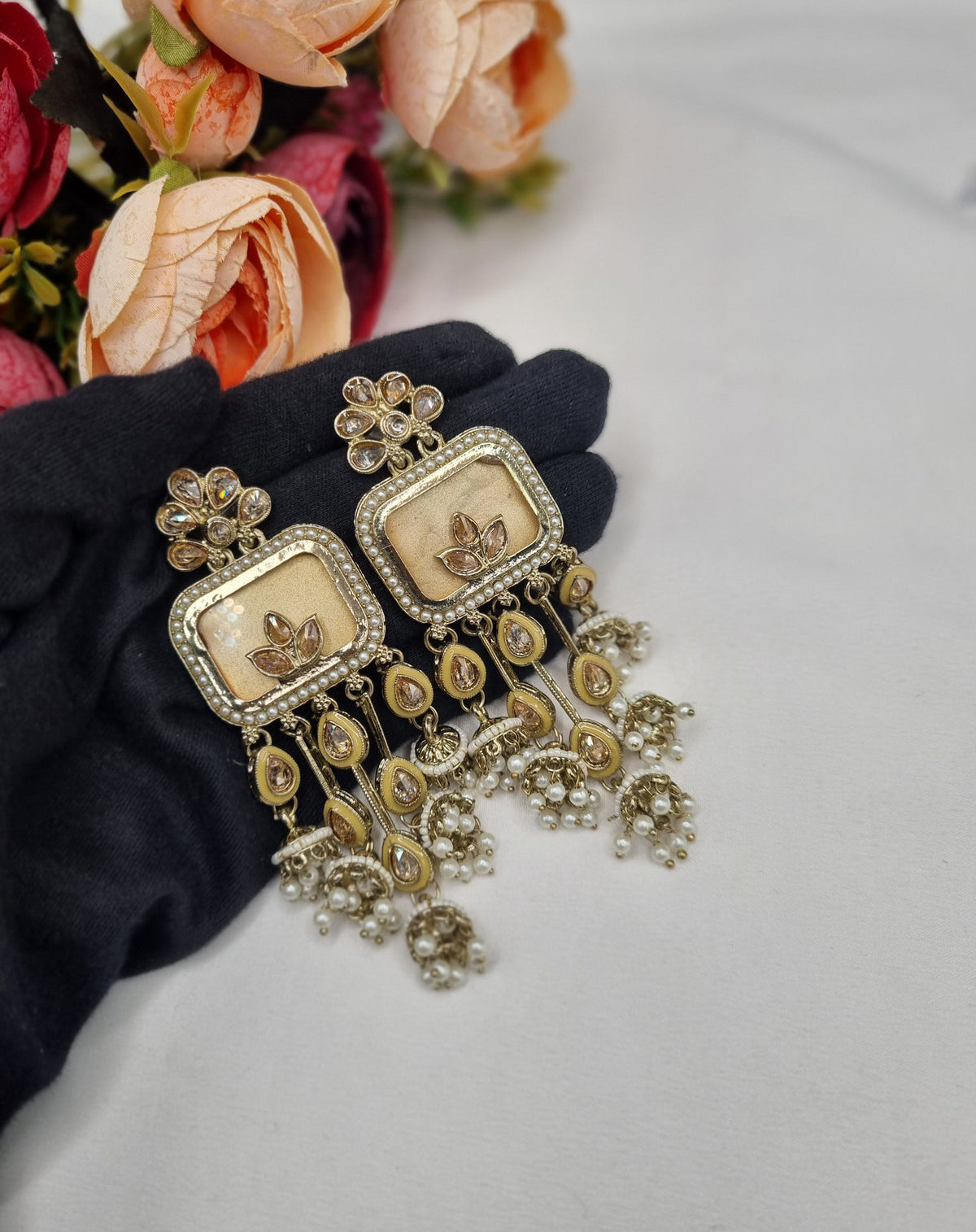 TRADITIONAL RECTANGULAR STATEMENT JHUMKA EARRINGS