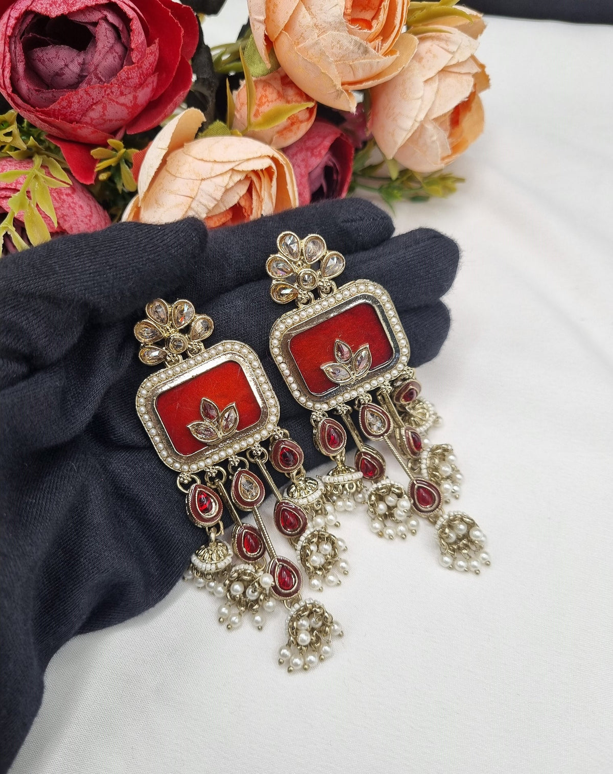 TRADITIONAL RECTANGULAR STATEMENT JHUMKA EARRINGS