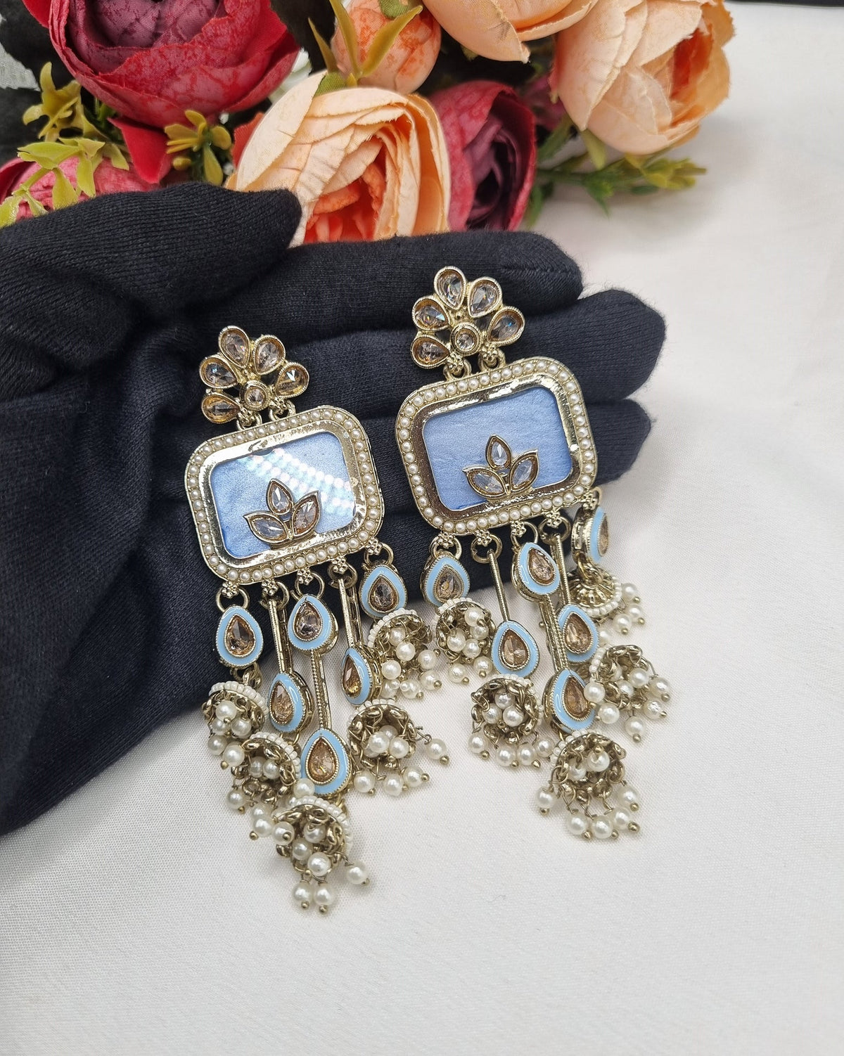 TRADITIONAL RECTANGULAR STATEMENT JHUMKA EARRINGS