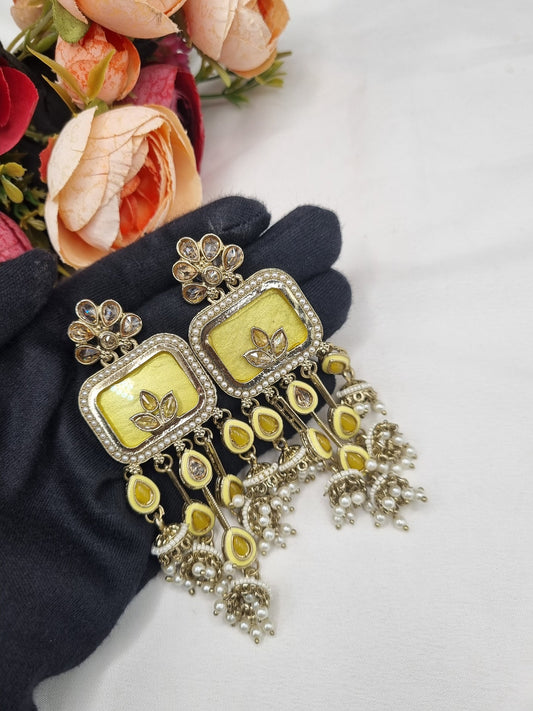 TRADITIONAL RECTANGULAR STATEMENT JHUMKA EARRINGS