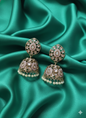 Antique Gold & Pink Enamel Jhumka Earrings