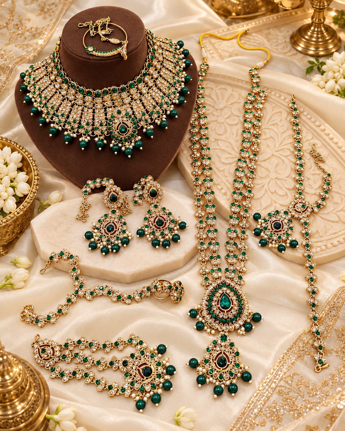 Dulhan Heritage Maroon Crimson Teardrop Bridal Set