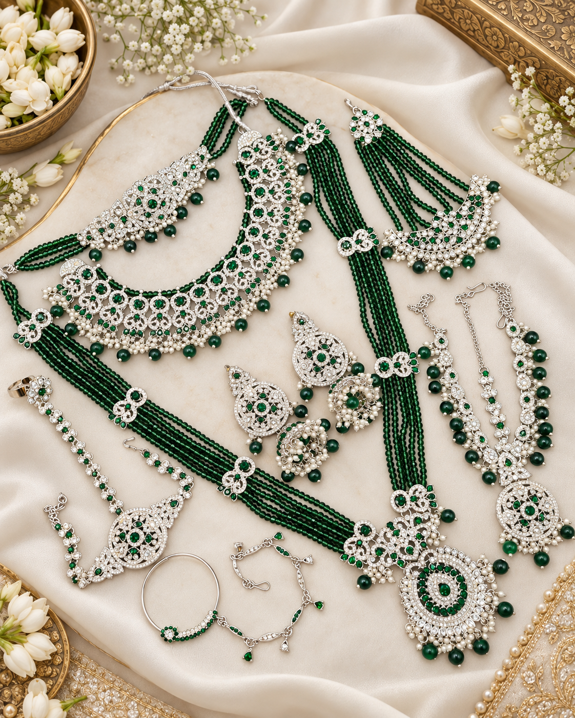 Bridal Rhodium Polish Jewellery Set – Complete Multi-Piece Wedding Collection