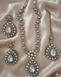 Emerald Green Antique Gold Necklace Set with Maang Tikka & Earrings