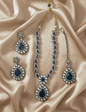 Emerald Green Antique Gold Necklace Set with Maang Tikka & Earrings