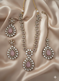Emerald Green Antique Gold Necklace Set with Maang Tikka & Earrings