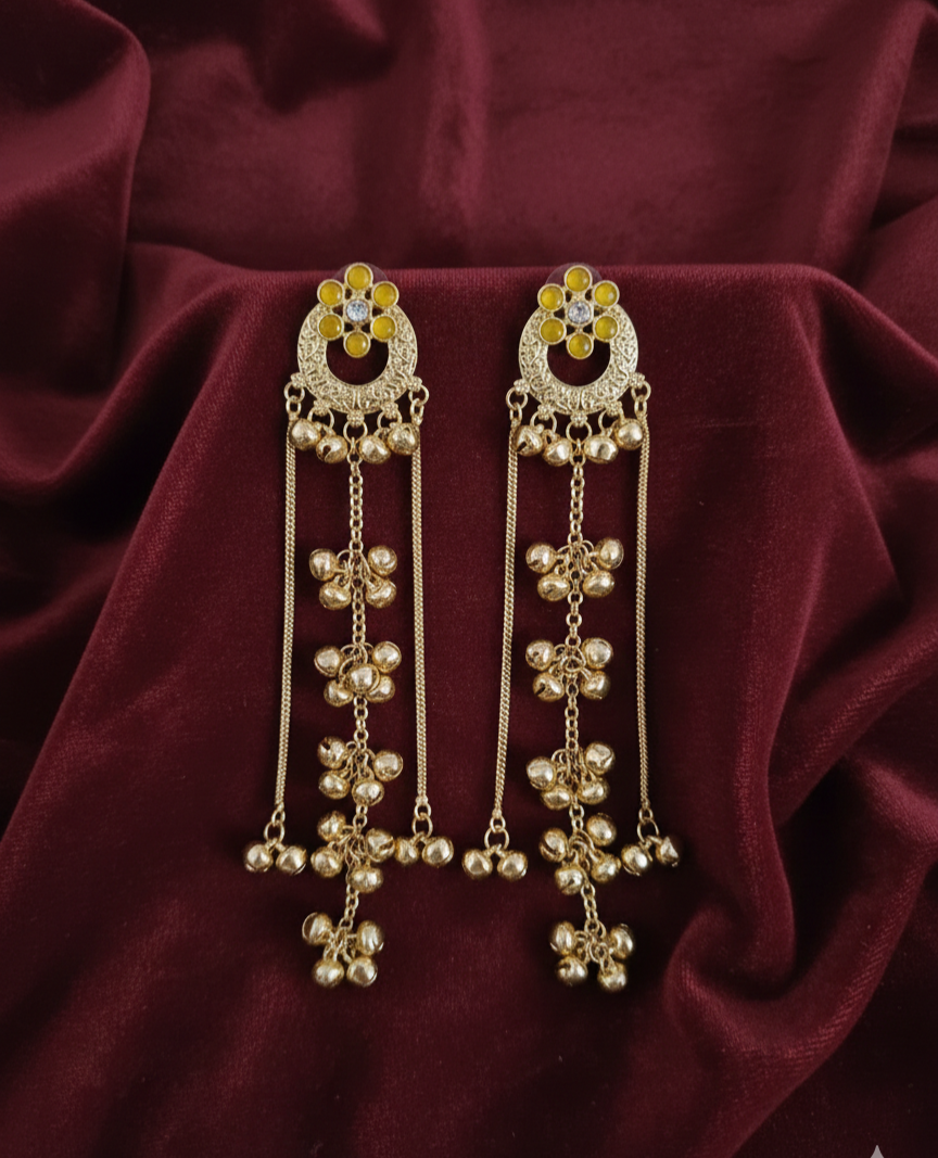 Traditional Kashmiri Ghungroo With Long Chain Drop Earrings For Woman