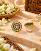 Gold-Plated Leaf-Motif Swirl Adjustable Ring