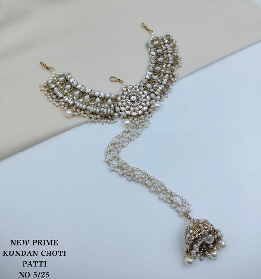 Royal Kundan Choti Patti with Hanging Pearl Jhumka
