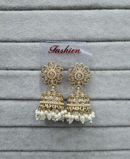 Deep Blue & Pearl Style Jhumkhas