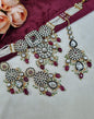 Royal Kundan & Pearl Choker Necklace Set with Maang Tikka & Earrings