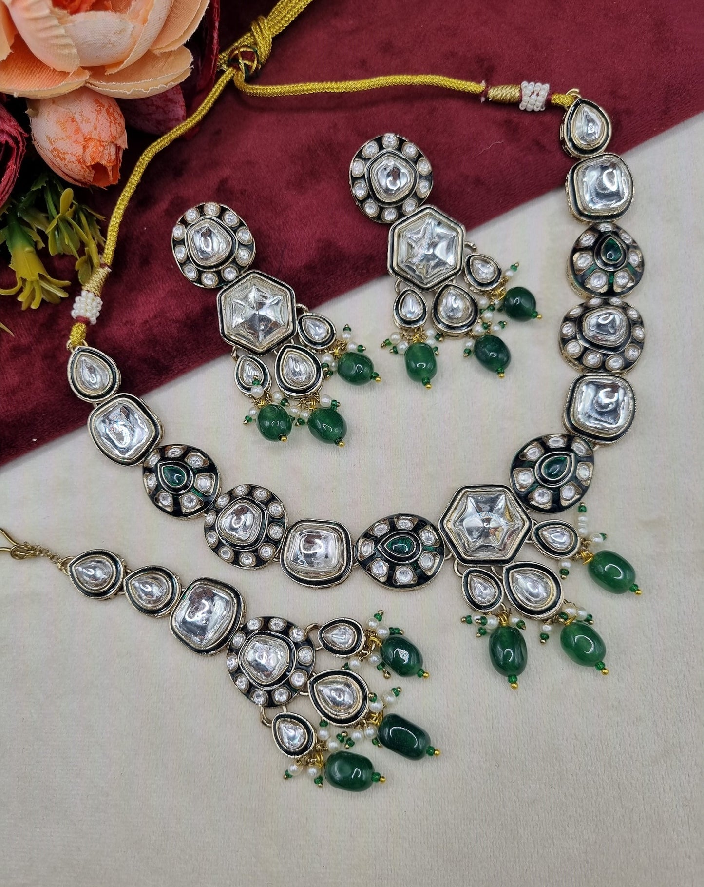 Elegant Kundan Choker & Statement Earrings Set