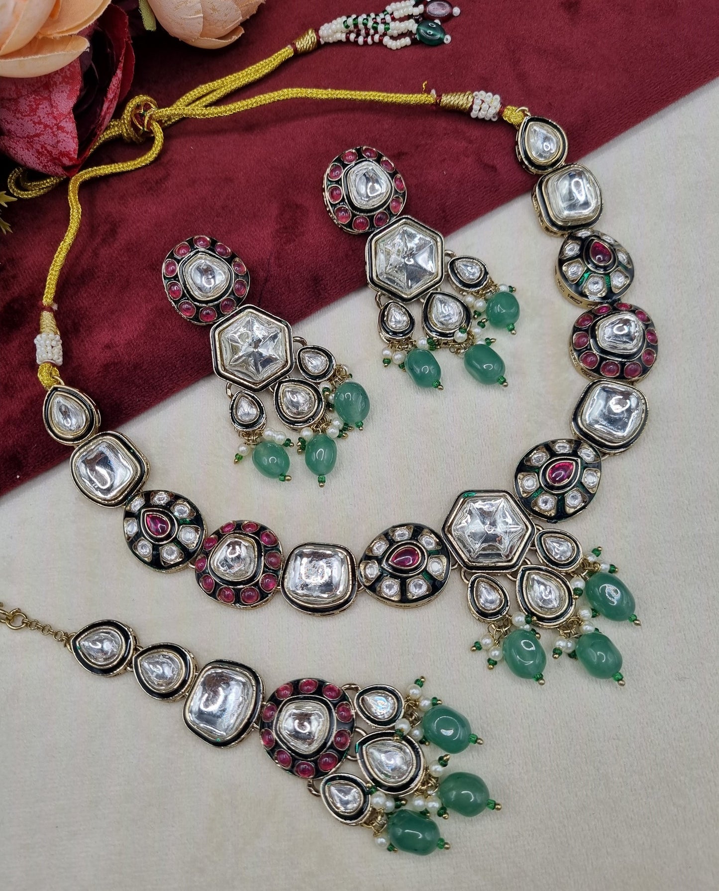 Elegant Kundan Choker & Statement Earrings Set