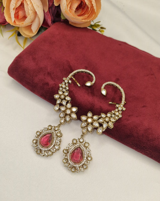 Floral Vine Medallion Ear Cuffs