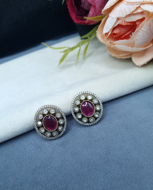 Classic Round Halo Stud Earrings with Pavé Border