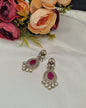 Anti Gold Teardrop Cluster Kundan Earrings